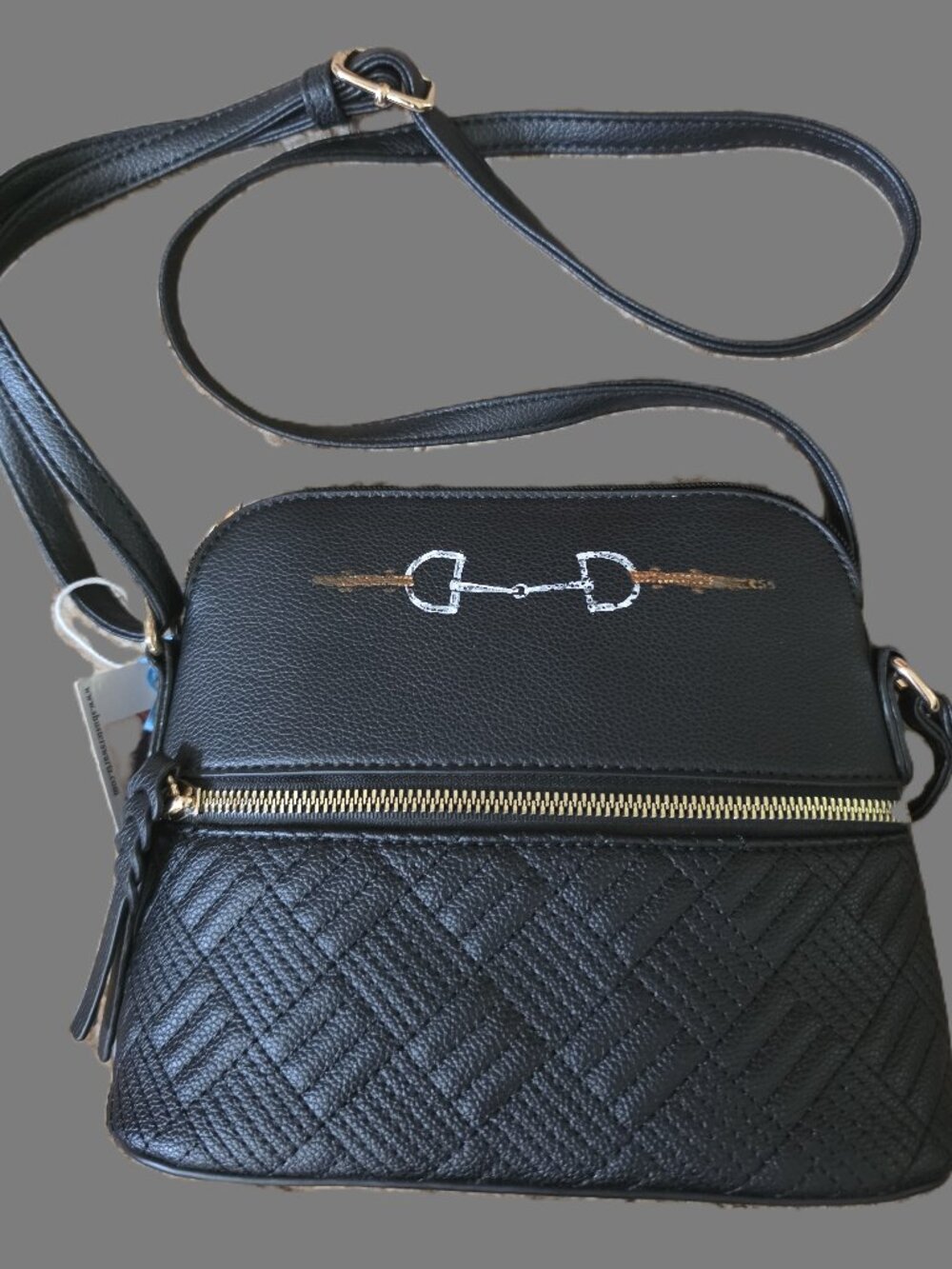 HORSE BIT hsnd painted BLACK Vegan Leather Women's Crossbody Purse NWT